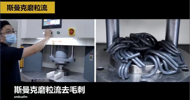 液壓內(nèi)嚙合齒輪側(cè)壁上的小孔去毛刺，磨粒流比人工快幾十倍